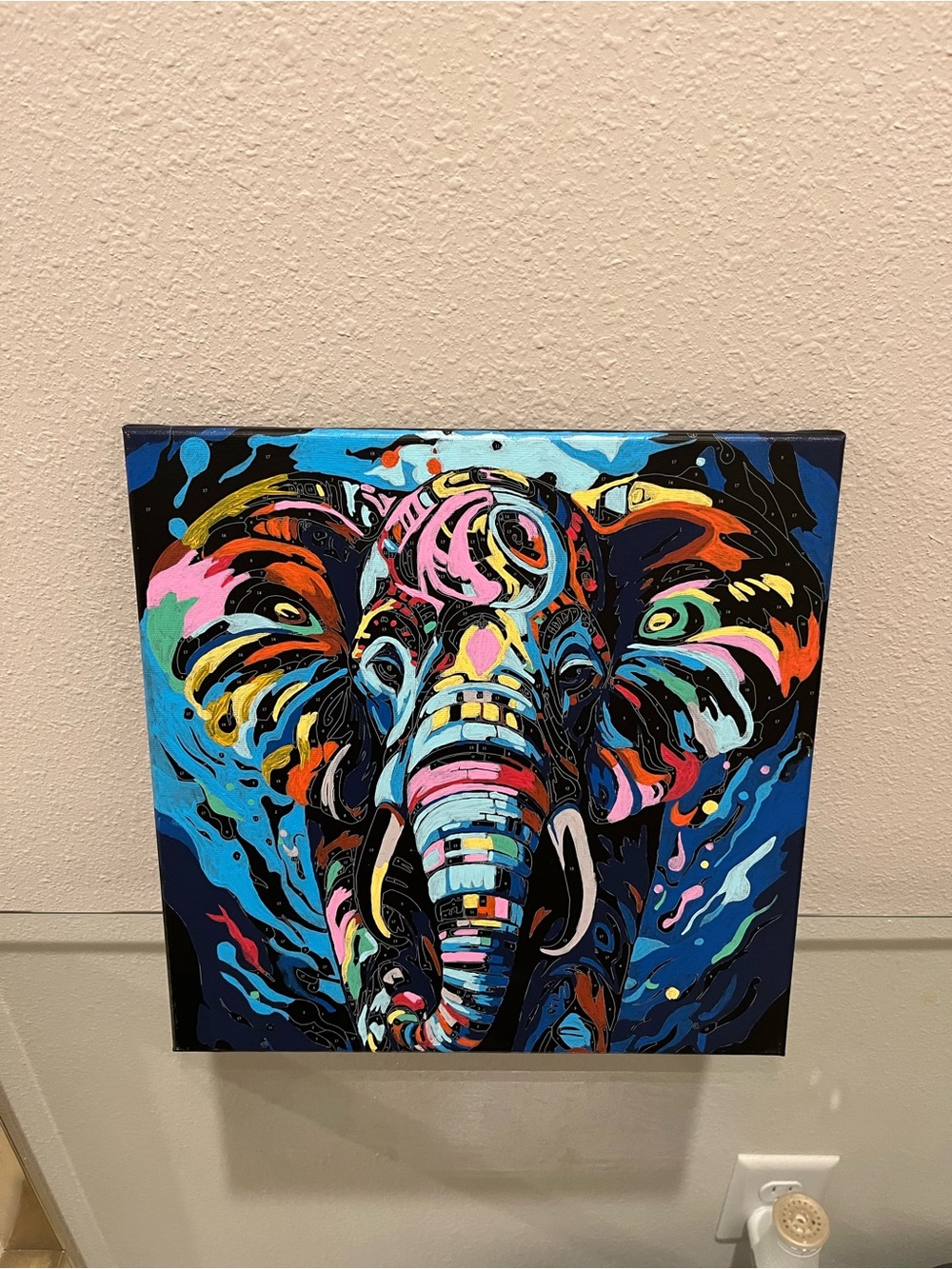 Colorful Abstract Elephant Wall Art Canvas - Multicolor Pop Art
